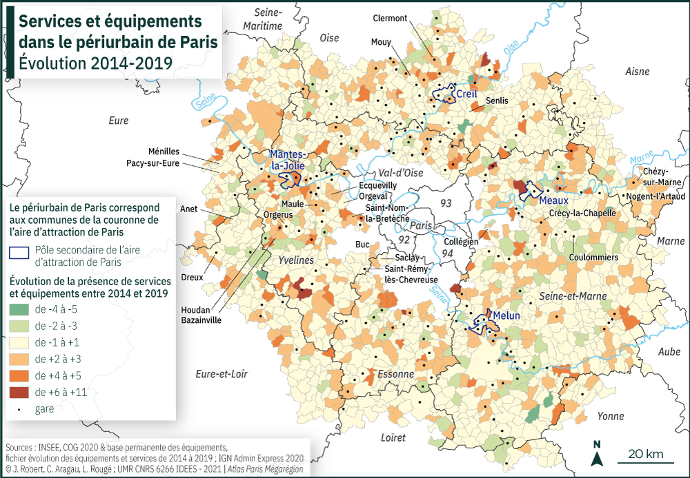 Services et équipements dans le périurbain de Paris : évolution 2014-2019