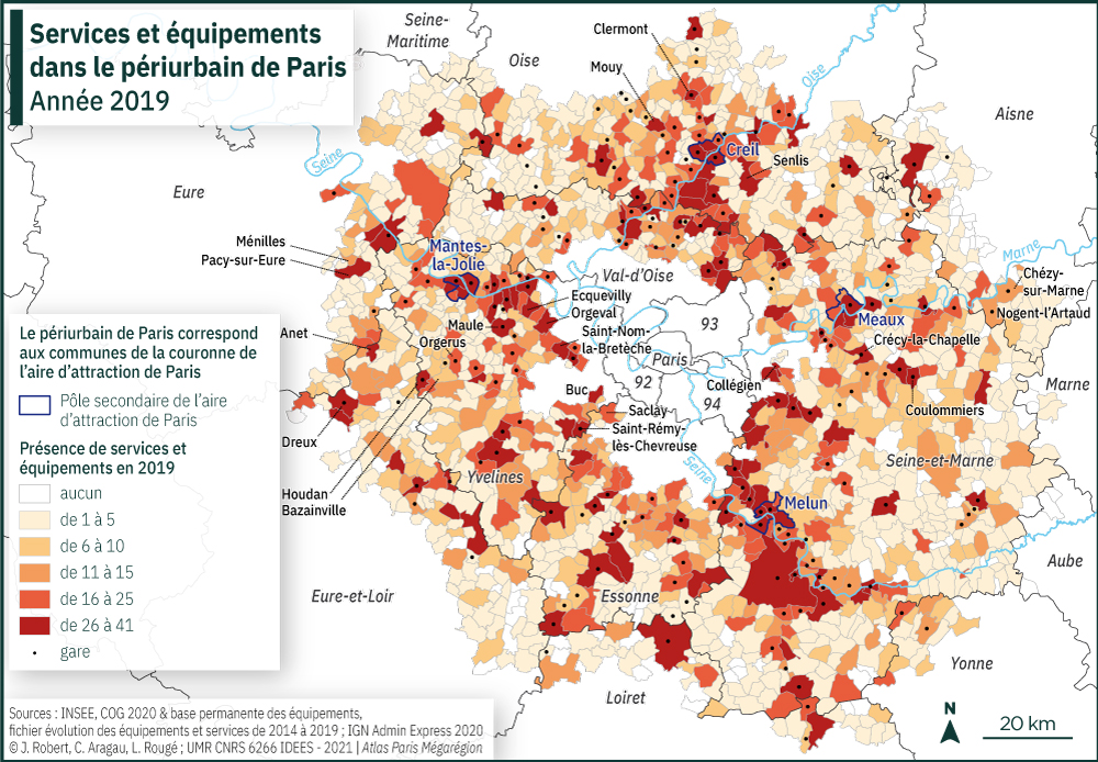 Services et équipements dans le périurbain de Paris : année 2019