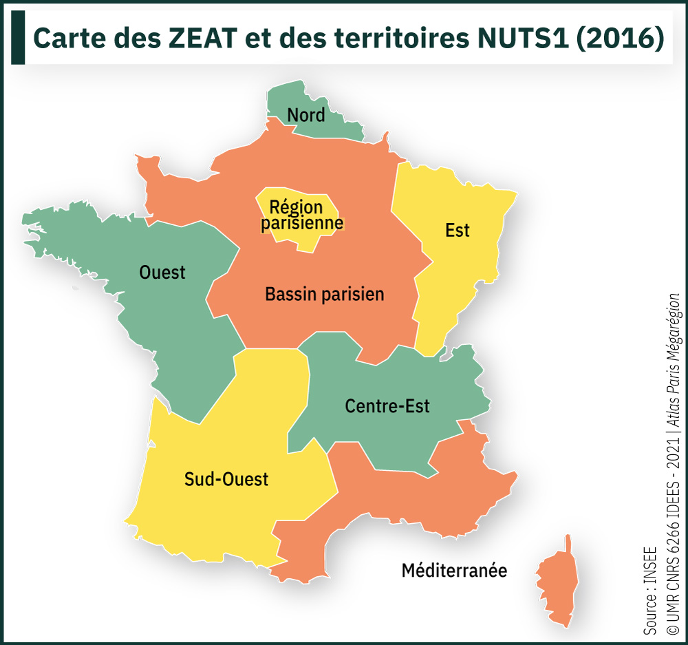 Carte des ZEAT et des territoires NUTS1