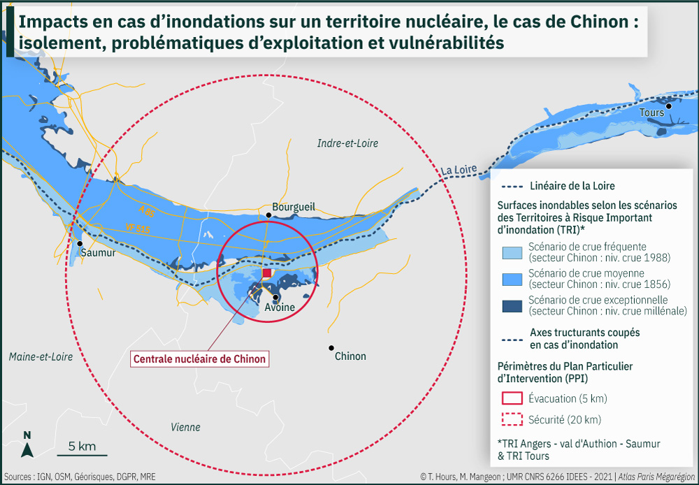 Impacts en cas d'inondations sur un territoire nucléaire, le cas de Chinon