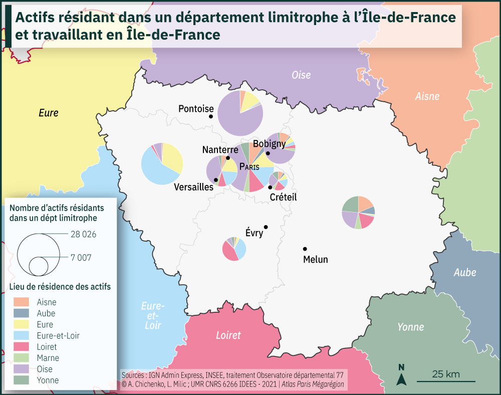 Actifs résidants dans un département limitrophe et travaillant en Île-de-France